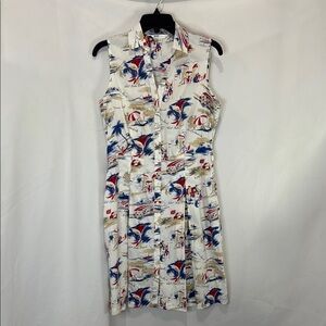 Brooks Brothers FL Beach Print Sleeveless Dress